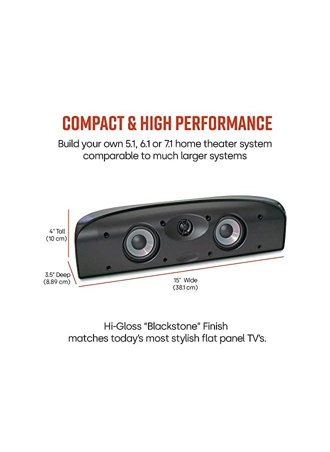 Polk Audio - Blackstone Tl1 Speaker Center Channel With Time Lens Technology Compact Size High Performance Powerful Bass Hi Gloss Finish Create Your Own Home Entertainment System Auxiliary Small - Image 1