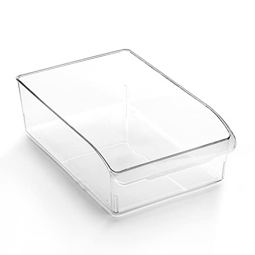 BINO | Plastic Storage Bins, Medium | THE CURVE COLLECTION | Multi-Use Organizer Bins | Storage Containers Kitchen, Pantry and Home Organization | Fridge Organizers | Pantry Organization and Storage - Image 1