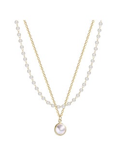 Double Pearl Titanium Steel Necklace