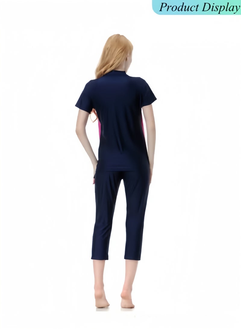 هالامودو 3 قطع ملابس سباحة إسلامية محتشمة للنساء، ملابس سباحة بأكمام قصيرة، ملابس سباحة مغطاة بالكامل، ملابس شاطئ إسلامية، ملابس سباحة - Image 5