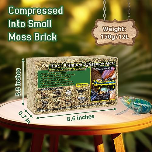 Riare 5.3OZ Premium Sphagnum Moss for Reptiles- 6QT Natural Reptile Moss Dried, Forest Live Moss for Terrarium, Frogs Snake Peat Moss Bedding for Leopard Gecko Turtle Anoles Salamanders Orchids Plants - Image 2