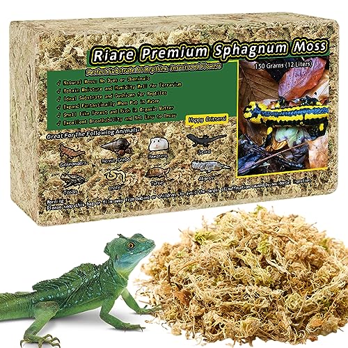 Riare 5.3OZ Premium Sphagnum Moss for Reptiles- 6QT Natural Reptile Moss Dried, Forest Live Moss for Terrarium, Frogs Snake Peat Moss Bedding for Leopard Gecko Turtle Anoles Salamanders Orchids Plants - Image 1