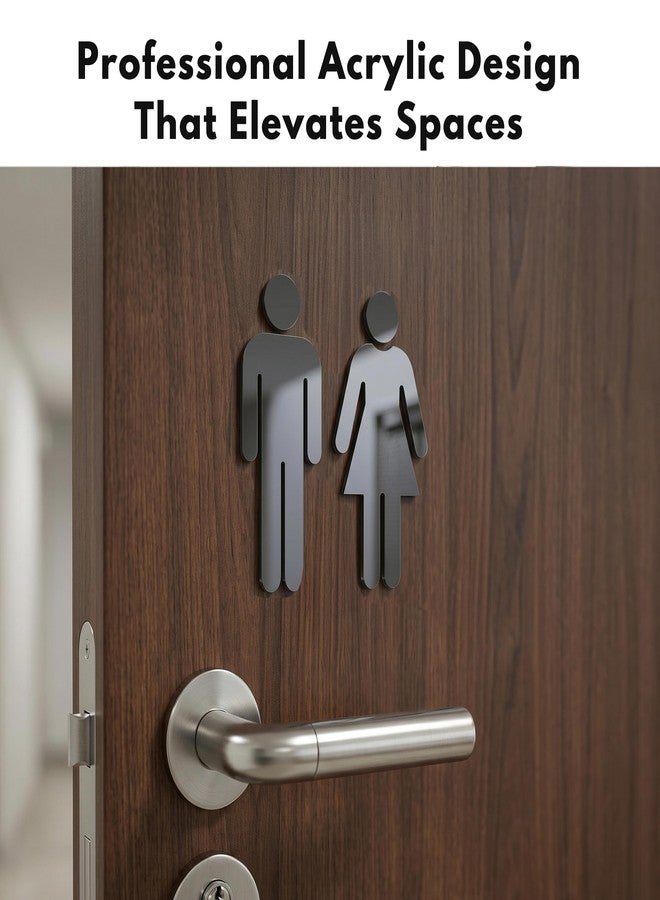 GLOBE ROCKET Men and Women Bathroom Signs Decor (Figure Set Black Acrylic) - Men and Women Modern Bathroom Sign - Restroom Signs for Business - Image 5