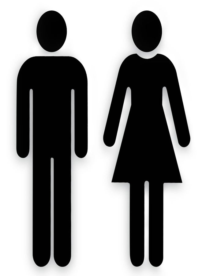 GLOBE ROCKET Men and Women Bathroom Signs Decor (Figure Set Black Acrylic) - Men and Women Modern Bathroom Sign - Restroom Signs for Business - Image 1