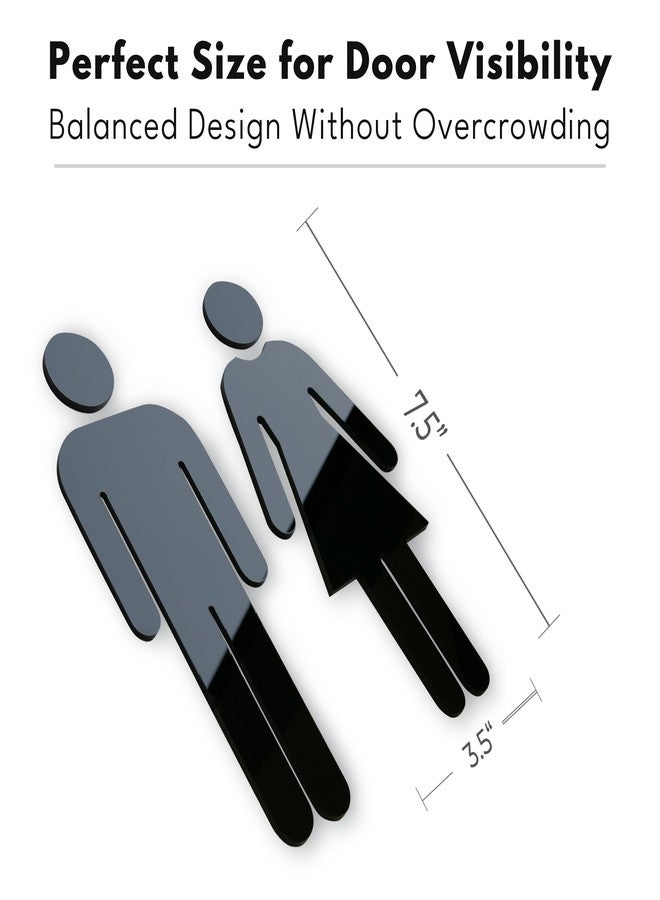 GLOBE ROCKET Men and Women Bathroom Signs Decor (Figure Set Black Acrylic) - Men and Women Modern Bathroom Sign - Restroom Signs for Business - Image 4