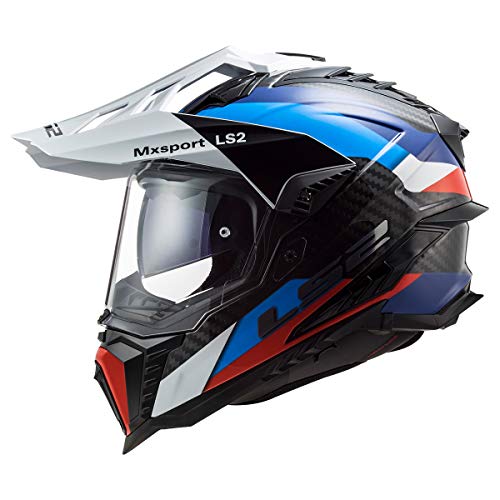 LS2 Helmets Explorer Carbon Adventure Helmet Frontier Black Blue Small - Image 1