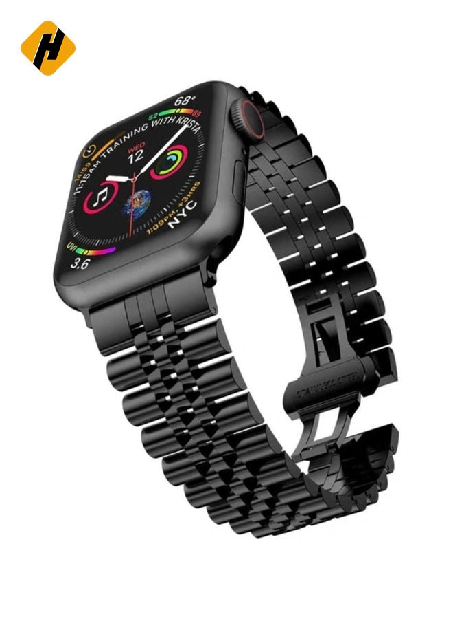 HuHa Replacement Band Compatible with Apple Watch 45mm / 44mm / 42mm, Stainless Steel Solid Strap Metal Bracelet for Apple Watch Series 7 6 5 4 3 2 SE  - Image 1