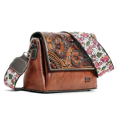 EXOTIC Premium® Flora Embroidery Flap Elegance Sling Bag (BROWN) - Image 2
