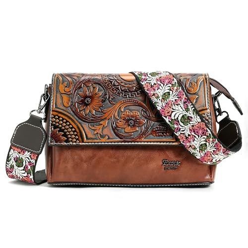 EXOTIC Premium® Flora Embroidery Flap Elegance Sling Bag (BROWN) - Image 1