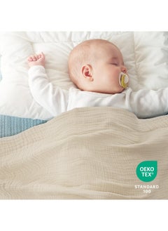 Bedsure Bedsure 100% Cotton Muslin Blanket Queen Size for Bed - 4-Layer Breathable and Lightweight Muslin Blanket for Summer, Soft Gauze Fall Blanket, Beige, 90x90 Inches  - Image 4