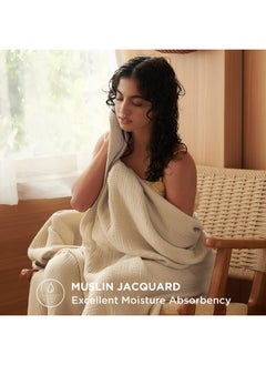 Bedsure Bedsure 100% Cotton Muslin Blanket Queen Size for Bed - 4-Layer Breathable and Lightweight Muslin Blanket for Summer, Soft Gauze Fall Blanket, Beige, 90x90 Inches  - Image 5