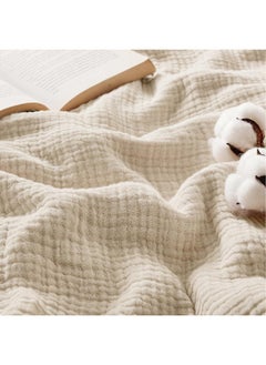Bedsure Bedsure 100% Cotton Muslin Blanket Queen Size for Bed - 4-Layer Breathable and Lightweight Muslin Blanket for Summer, Soft Gauze Fall Blanket, Beige, 90x90 Inches  - Image 1