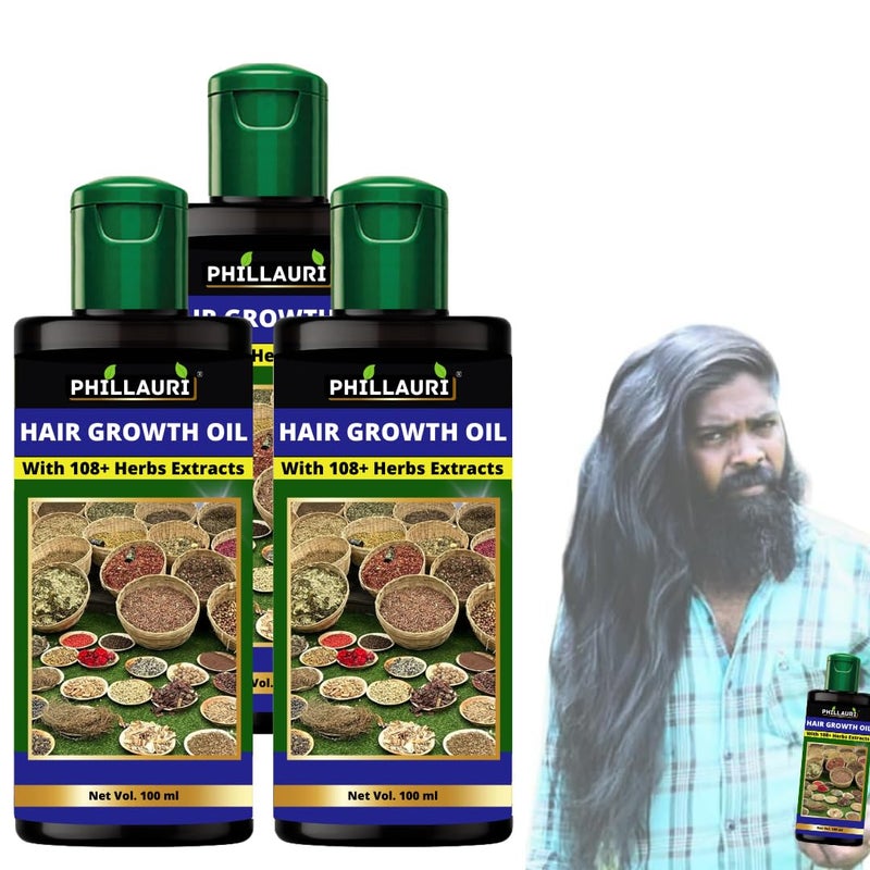 Phillauri Herbs Hair Oil Hair Growth 300ml Pack of 3 Unisex Adults - Image 1