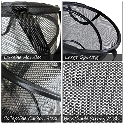 BATTOO Large Collapsible Laundry Basket Foldable Mesh Pop Up Hamper with Handles for Laundry Room, Bathroom, Kids Room, College Dorm, Travel, Storage Organizer Black - Image 4