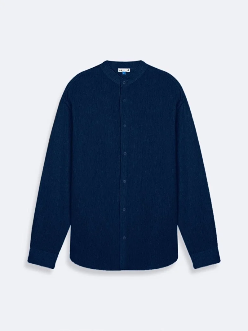 Men's Regular Long Sleeve Navy Blue Shirt