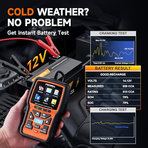 FOXWELL NT301 Plus 2-in-1 OBD2 Scanner Battery Tester, Professional Check Engine Code Reader Car Diagnostic Tool, Live Data, 12V 100-1100CCA Cranking Charging Analyzer for 1996 or Newer Vehicle - Image 3