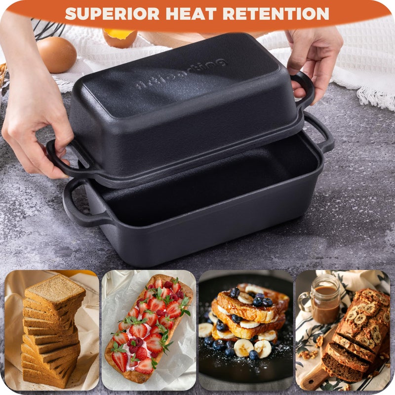 Articasting Cast Iron Loaf Pan with Lid 9Ã—5 Inch, Bread Baking Pans, Even Heat Distribution for Sourdough, Pre-Seasoned Dutch Oven Loaf Pan for Homemade Bread - Image 2