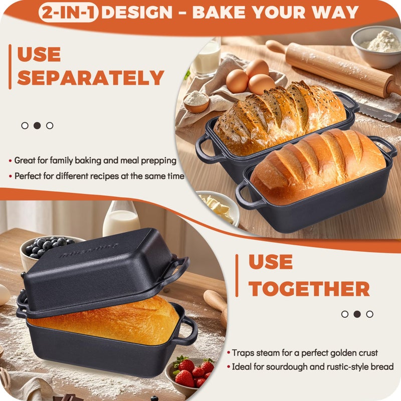 Articasting Cast Iron Loaf Pan with Lid 9Ã—5 Inch, Bread Baking Pans, Even Heat Distribution for Sourdough, Pre-Seasoned Dutch Oven Loaf Pan for Homemade Bread - Image 5