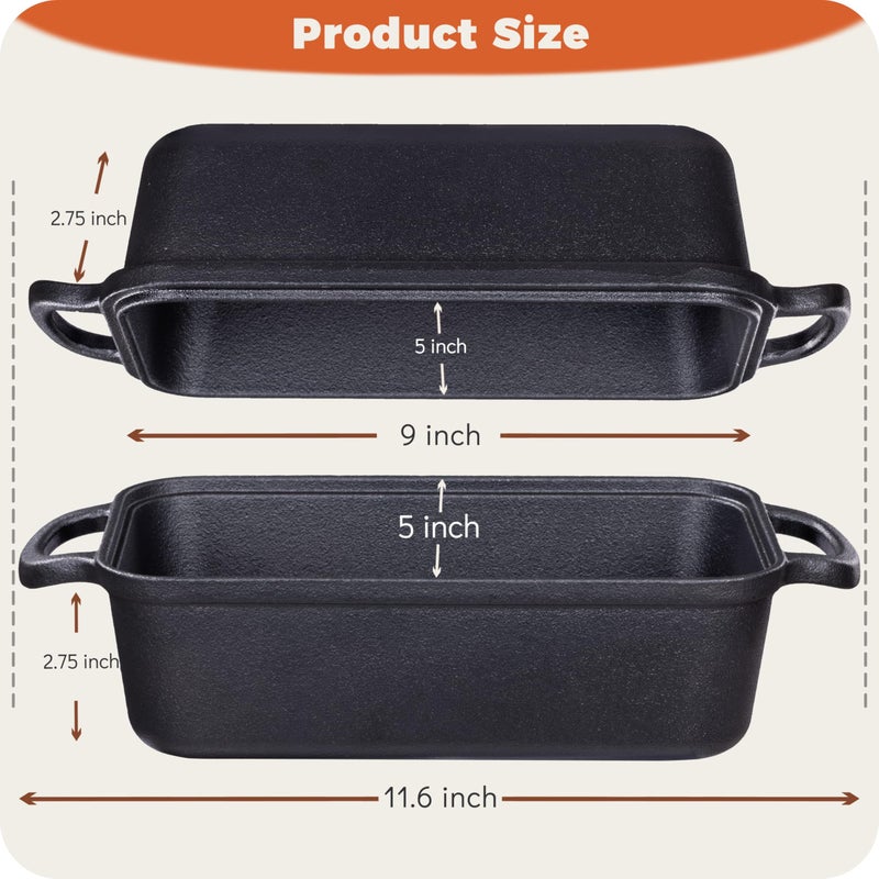 Articasting Cast Iron Loaf Pan with Lid 9Ã—5 Inch, Bread Baking Pans, Even Heat Distribution for Sourdough, Pre-Seasoned Dutch Oven Loaf Pan for Homemade Bread - Image 3