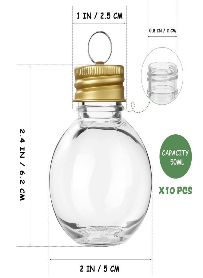 HEALEEP 10pcs Christmas Drink Balls, 1.7oz Clear Christmas Booze Balls Tree Fillable Ornaments Water Bottle Bulbs Shape Plastic Pendant for Party Decoration, Golden Lid - Image 2