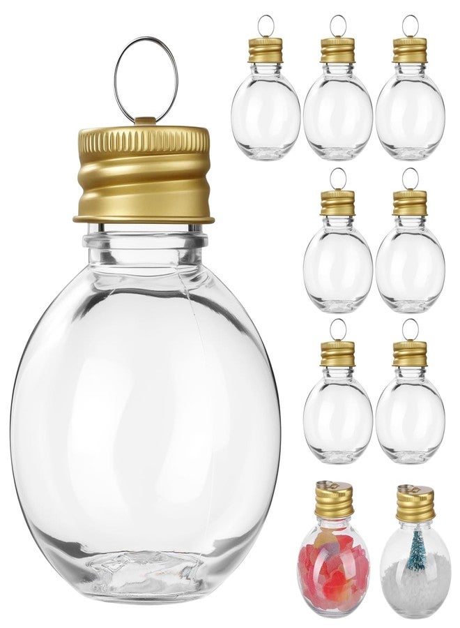 HEALEEP 10pcs Christmas Drink Balls, 1.7oz Clear Christmas Booze Balls Tree Fillable Ornaments Water Bottle Bulbs Shape Plastic Pendant for Party Decoration, Golden Lid - Image 1