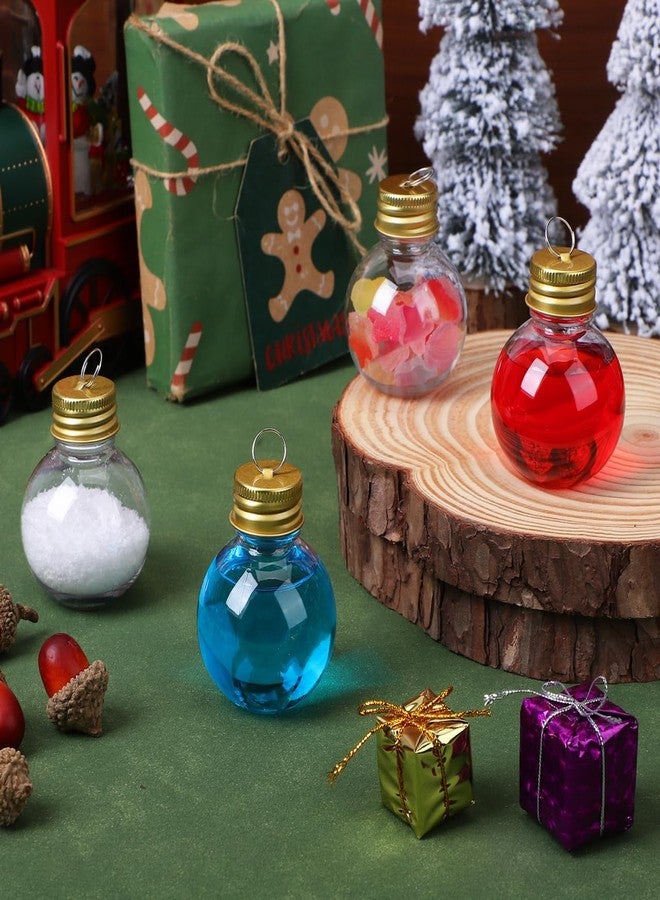 HEALEEP 10pcs Christmas Drink Balls, 1.7oz Clear Christmas Booze Balls Tree Fillable Ornaments Water Bottle Bulbs Shape Plastic Pendant for Party Decoration, Golden Lid - Image 3