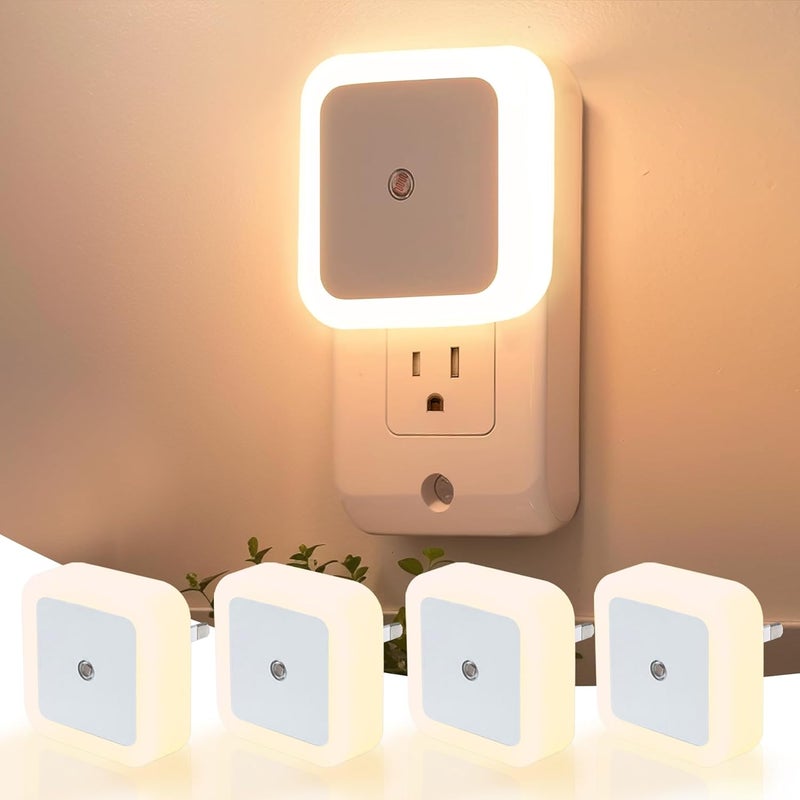 TDZDDYS Night Light 4-Pack, Plug-in Dusk to Dawn LED Nightlights for Kids Bedroom, Bathroom, Hallway - Warm Glow - Image 1