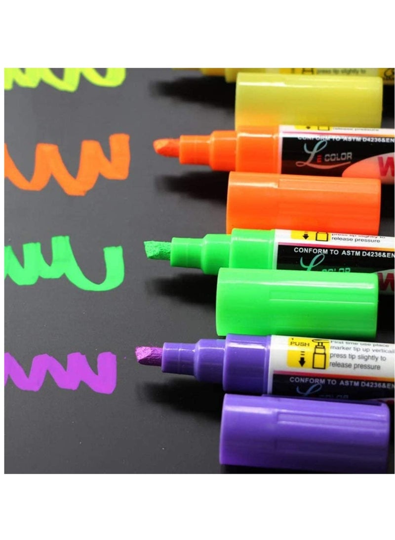 SYOSI 8 Pack Chalk Marker Pen Dry Erase Markers 6mm Reversible Bullet  Chisel Tip Fluorescent Highlighters - Image 2