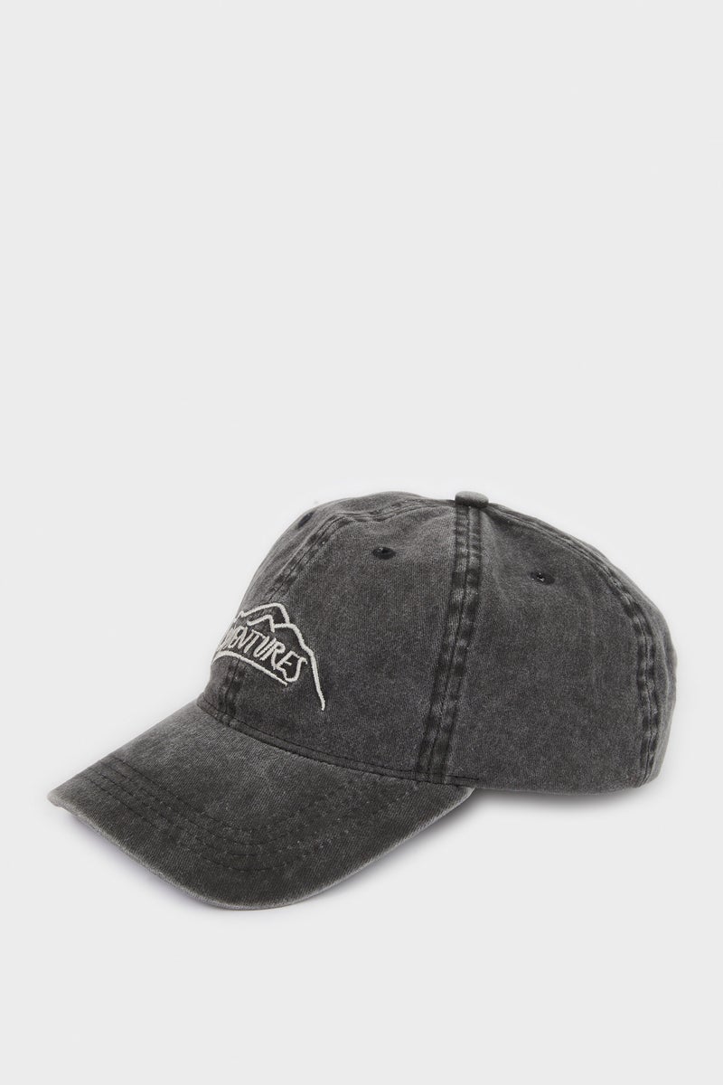 DeFacto Grey Man Boy Embroidered Denim Cap Casual - Image 1