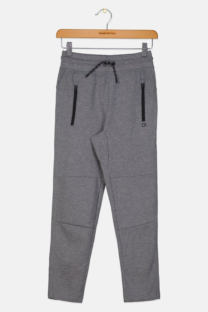 GAP Kids Boy Plain Drawstring Training Sweatpants, Grey  - Image 1