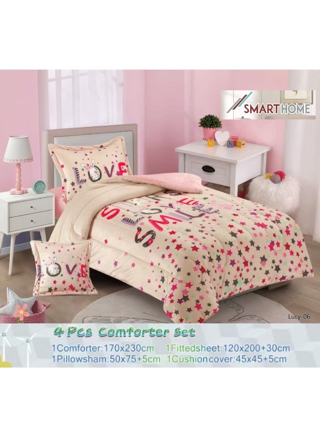 SMART HOME Modern Design 4-Piece Bedspread Set (Filled Bedspread 170x230cm + Mattress Protector 120x200+30cm + Pillowcase + Square Pillow Cover) - Luxury Youth Bedspread Set for Bedrooms and Students - Image 3
