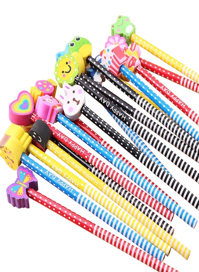 BUSHIBU Cute Pencils for Kids, Fun Pencil with Erasers Toppers, Woodcased #2 Pencils for School Classroom(12 Pack) - Image 1