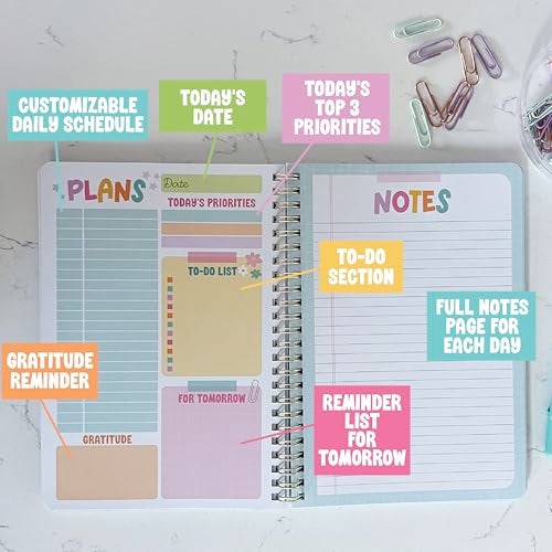 Hadley Designs Daily Planner Undated - Undated Daily Planner with Hourly Schedule, To Do List Notebook for Work, Day Planners for Kids & Adults, Teacher Supplies, Teacher Graduation Gifts - Image 3