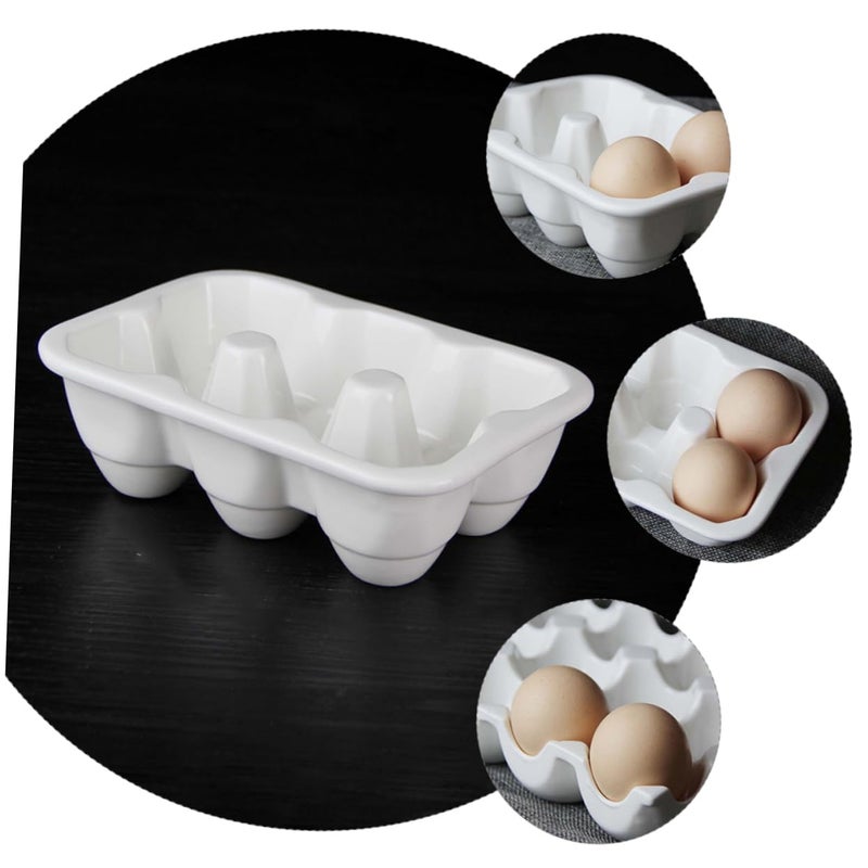 Ceramic Egg Holder Tray For Refrigerator 6 Grid Compartment Kitchen Storage Container - Image 4