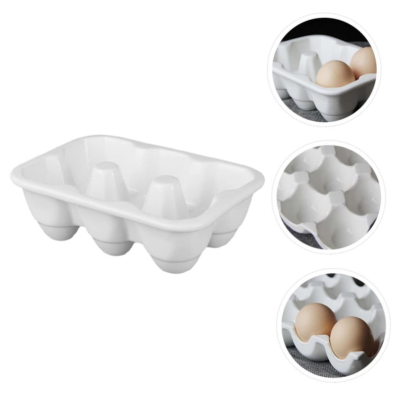 Ceramic Egg Holder Tray For Refrigerator 6 Grid Compartment Kitchen Storage Container - Image 3