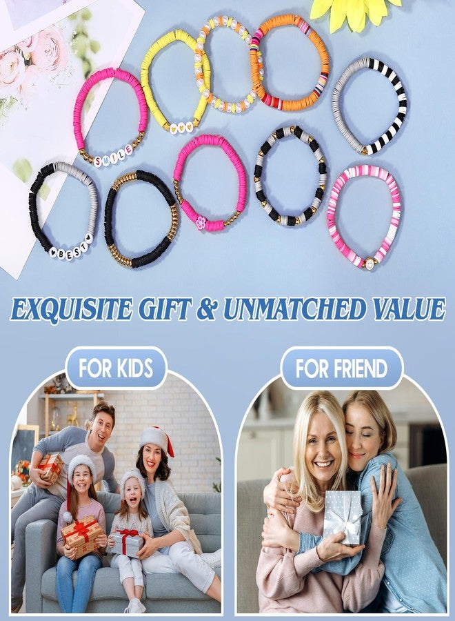 Draupnir 48 Pcs Friendship Bracelets Heishi Surfer Clay Bead Bracelets Set Stackable Beaded Preppy Jewelry Bracelets Friendship Boho Y2K Bracelets for Women Teen Girls Party Favors - Image 3