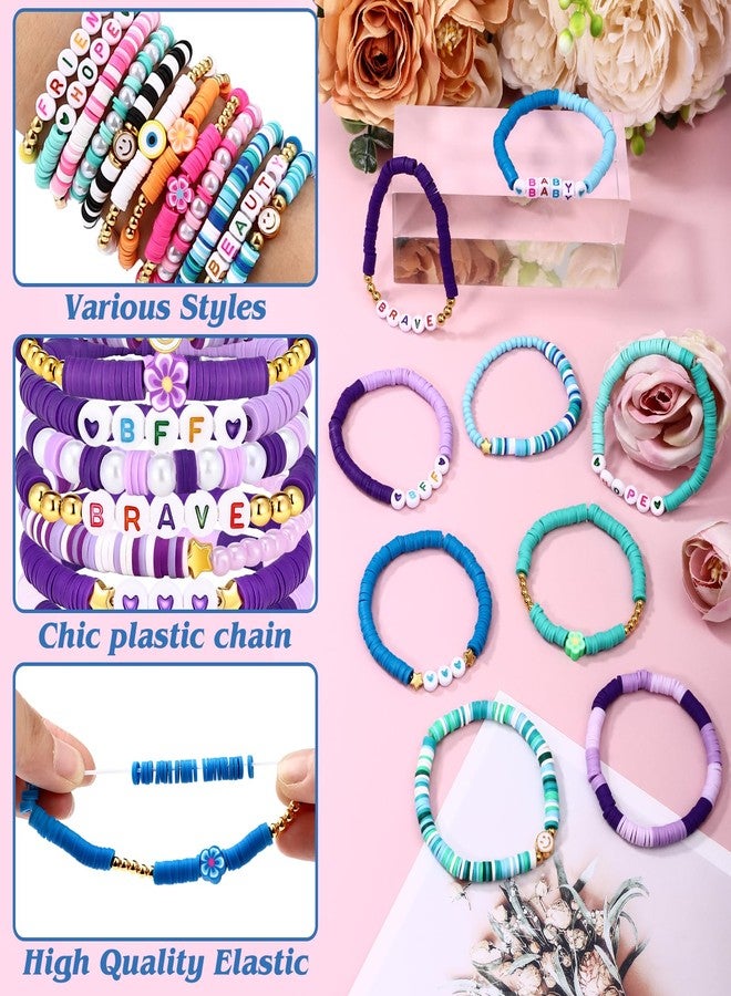 Draupnir 48 Pcs Friendship Bracelets Heishi Surfer Clay Bead Bracelets Set Stackable Beaded Preppy Jewelry Bracelets Friendship Boho Y2K Bracelets for Women Teen Girls Party Favors - Image 4