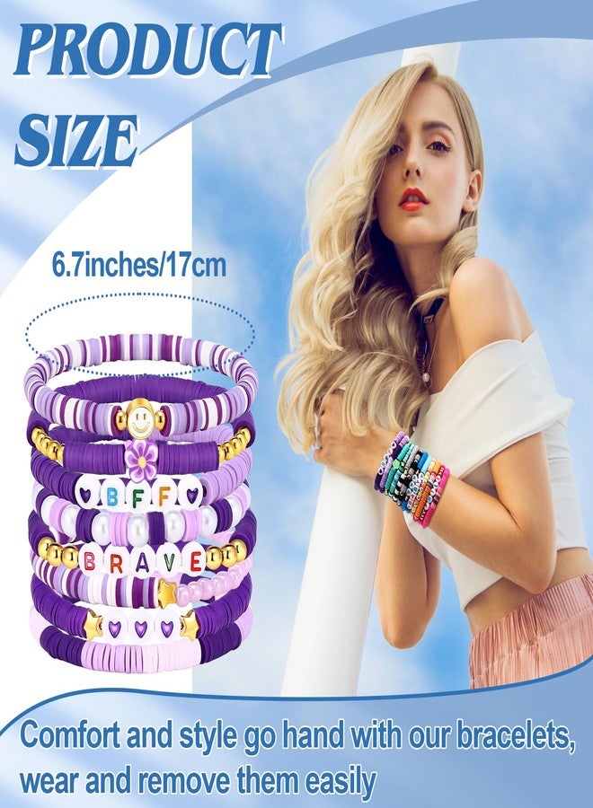 Draupnir 48 Pcs Friendship Bracelets Heishi Surfer Clay Bead Bracelets Set Stackable Beaded Preppy Jewelry Bracelets Friendship Boho Y2K Bracelets for Women Teen Girls Party Favors - Image 5