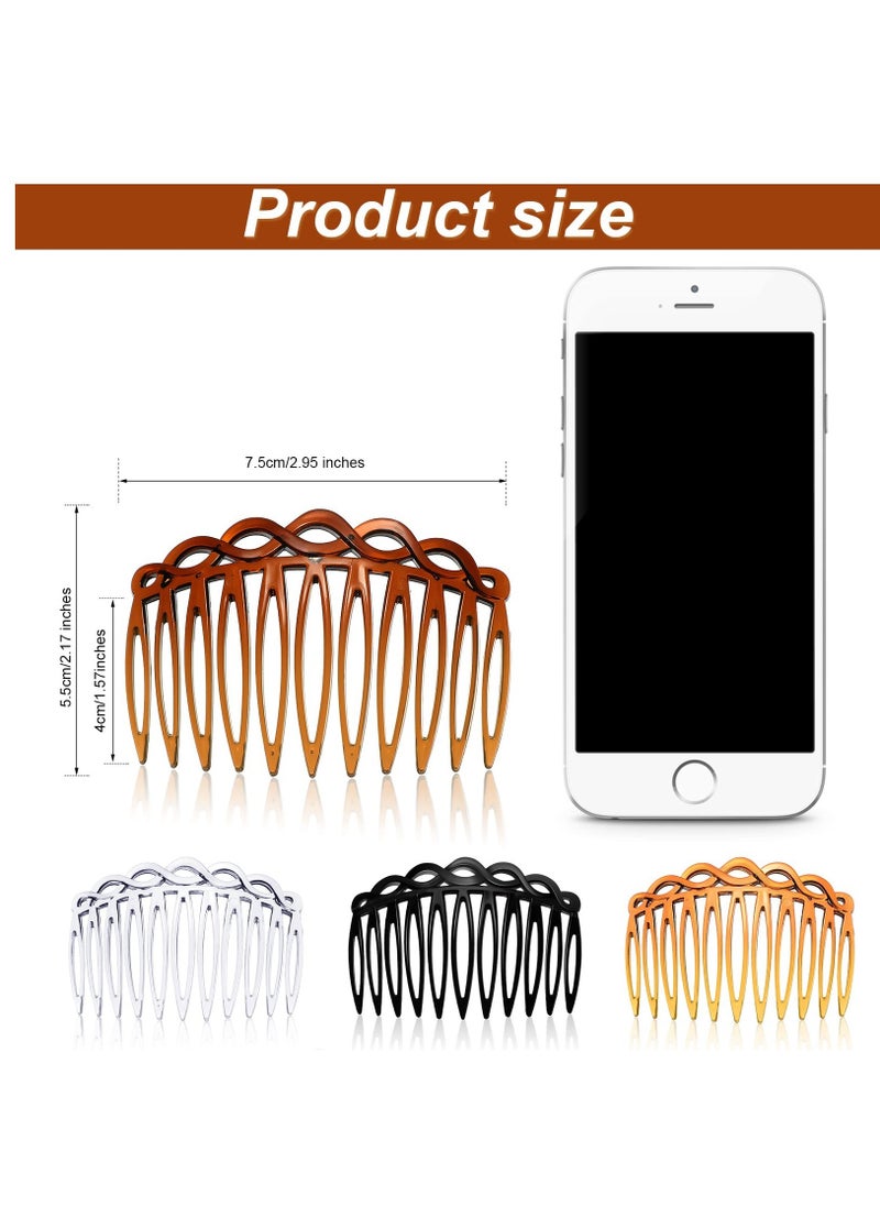 Excefore - 24 Pieces Women Hair Comb Accessories French Hair Side Combs Plastic Twist Decorative Comb Hair Clips Bridal Wedding Veil Teeth Hair Combs for Girls (Black, Transparent, Light Coffee, Dark Coffee) - Image 1