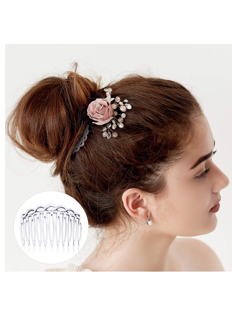 Excefore - 24 Pieces Women Hair Comb Accessories French Hair Side Combs Plastic Twist Decorative Comb Hair Clips Bridal Wedding Veil Teeth Hair Combs for Girls (Black, Transparent, Light Coffee, Dark Coffee) - Image 1