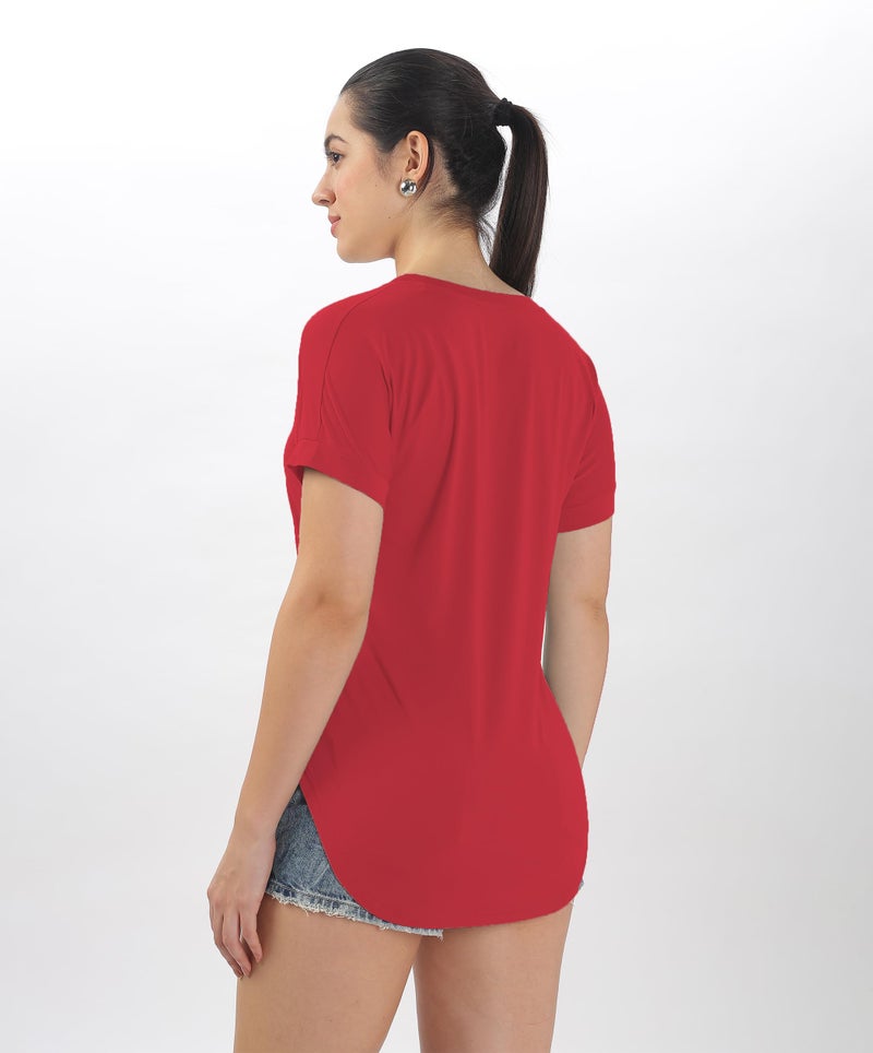 SHODOX® Women's Cotton Blend Solid Regular fit Round Neck Short Sleeve T-Shirt (Pack of 1) - Image 2