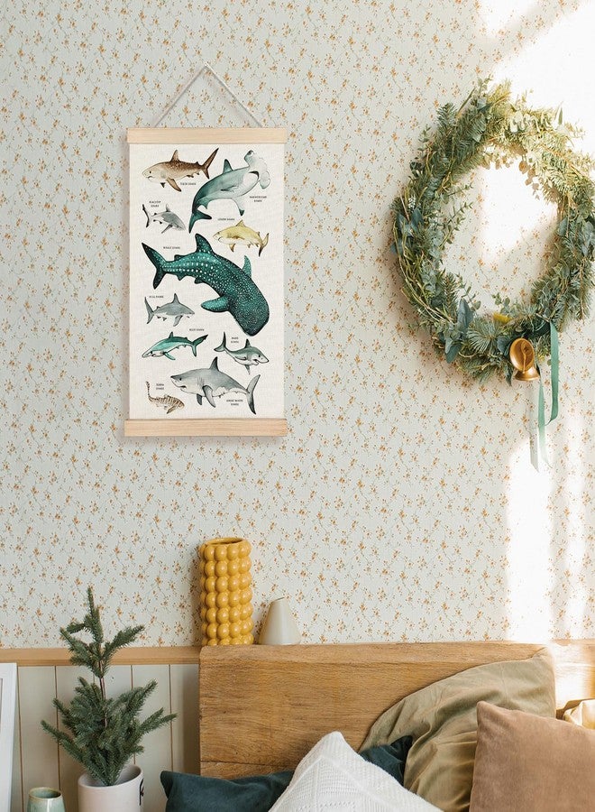 Supwhd Shark Wall Decor, Shark Posters with Wooden Frames, Ocean Animal Poster Hanger Frame, Sharks Nautical Wall Hanging Banner Decor for Nursery Classroom Coastal House Beachy Room, 12x16 - Image 2
