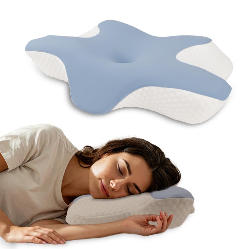 Novapro Nova Pro Memory Foam Cervical Neck Pillow for sleeping | Ergonomic Orthopedic Medical Pillows for Neck support,shoulder and Pain Relief | Medicated Pillows for Side, Back and Stomach Sleeper - Image 1