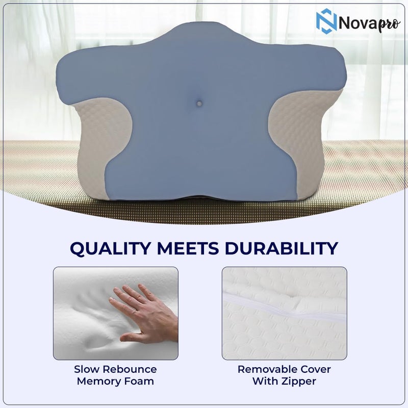 Novapro Nova Pro Memory Foam Cervical Neck Pillow for sleeping | Ergonomic Orthopedic Medical Pillows for Neck support,shoulder and Pain Relief | Medicated Pillows for Side, Back and Stomach Sleeper - Image 4