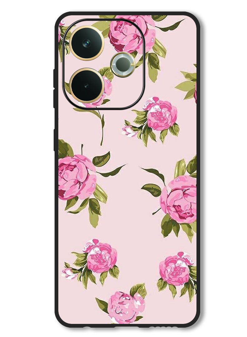 Theodor Case Compatible with Oppo A5 Pro Protection Shockproof Bumper Cover Hand Painting Pink Flower - Image 1