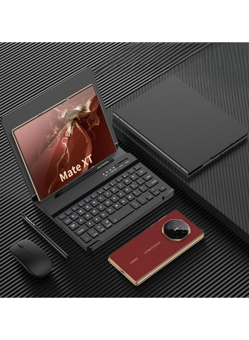 عام لوحة مفاتيح لاسلكية متوافقة مع هاتف Huawei Mate XT، مع حامل طوي ألومنيوم للحماية، لوحة مفاتيح وماوس بلوتوث، مع قلم تعليقي وحامل القلم لهاتف Huawei Mate XT. - Image 1