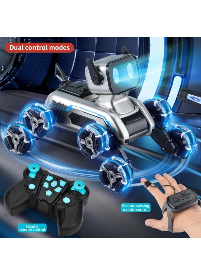 Eworld 8WD All-Terrain RC Robot Dog Stunt Car with Gesture & Remote Control, LED Lights & Music – Rechargeable Toy for Boys & Girls Age 8–12 - Image 2