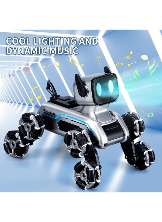 Eworld 8WD All-Terrain RC Robot Dog Stunt Car with Gesture & Remote Control, LED Lights & Music – Rechargeable Toy for Boys & Girls Age 8–12 - Image 4