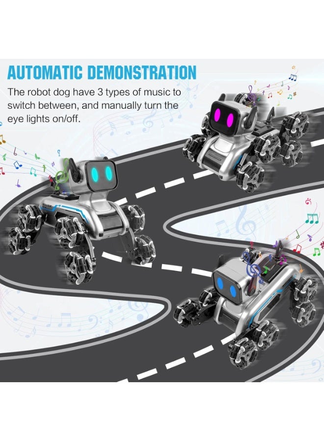 Eworld 8WD All-Terrain RC Robot Dog Stunt Car with Gesture & Remote Control, LED Lights & Music – Rechargeable Toy for Boys & Girls Age 8–12 - Image 3