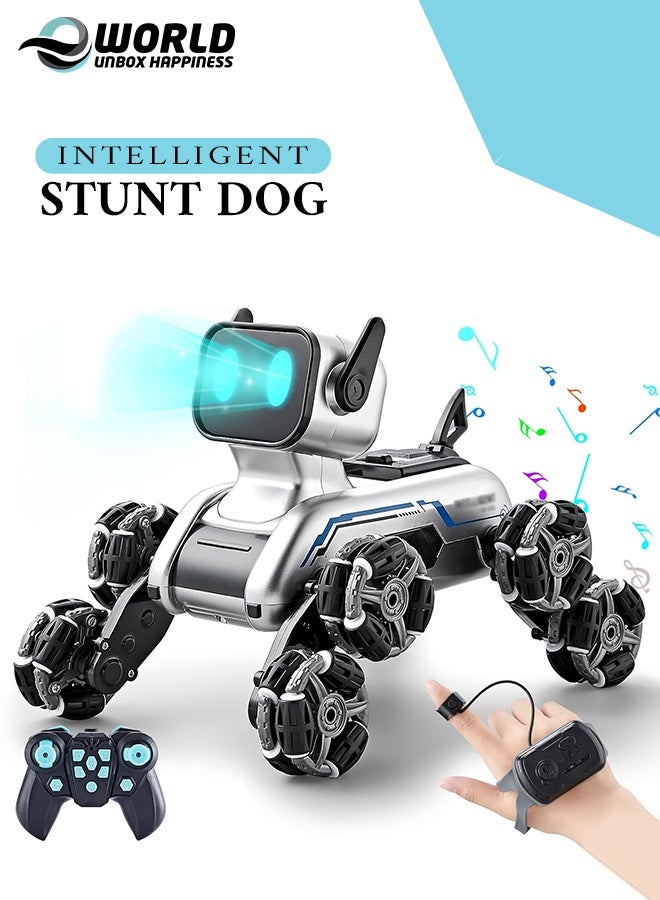 Eworld 8WD All-Terrain RC Robot Dog Stunt Car with Gesture & Remote Control, LED Lights & Music – Rechargeable Toy for Boys & Girls Age 8–12 - Image 1
